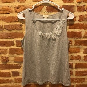 Gray Jcrew Tank with Floral Embellishment